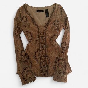 Liz Claiborne Women's Tan Paisley Blouse